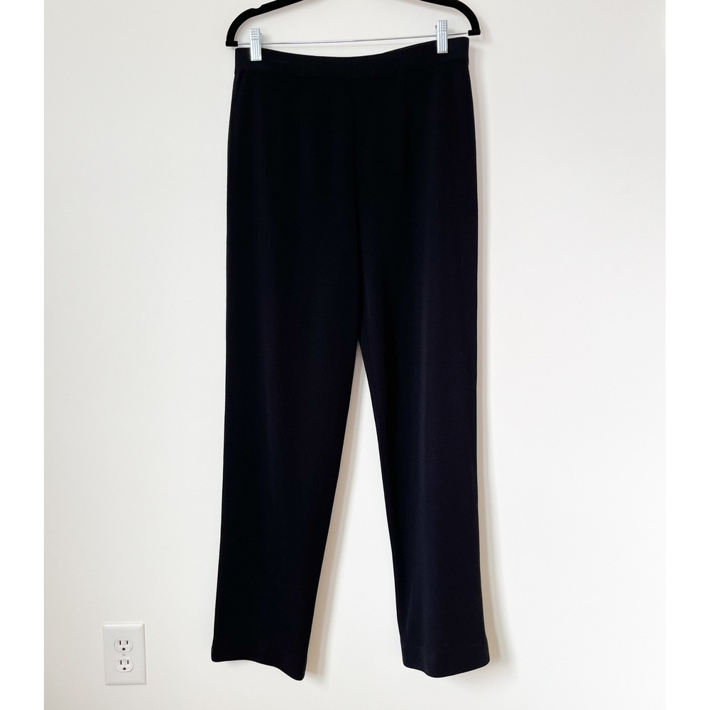 Misook Pull On Straight Leg Knit Pants Black Womens Medium